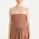 Strapless Collar Silvery Long Evening Dress - 9167C