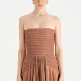 Strapless Collar Silvery Long Evening Dress - 9167C