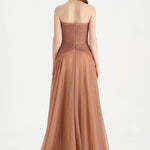 Strapless Collar Silvery Long Evening Dress - 9167C