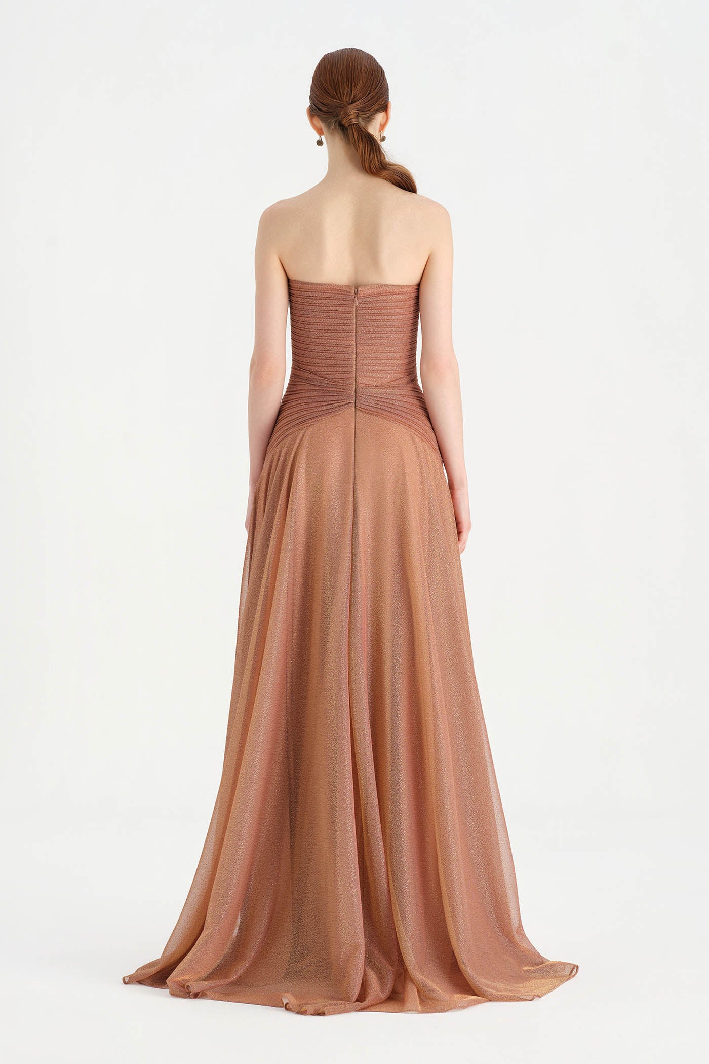 Strapless Collar Silvery Long Evening Dress - 9167C