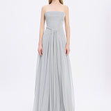 Strapless Collar Silvery Long Evening Dress - 9167C