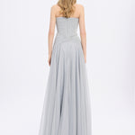 Strapless Collar Silvery Long Evening Dress - 9167C