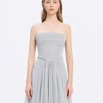 Strapless Collar Silvery Long Evening Dress - 9167C