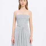 Strapless Collar Silvery Long Evening Dress - 9167C