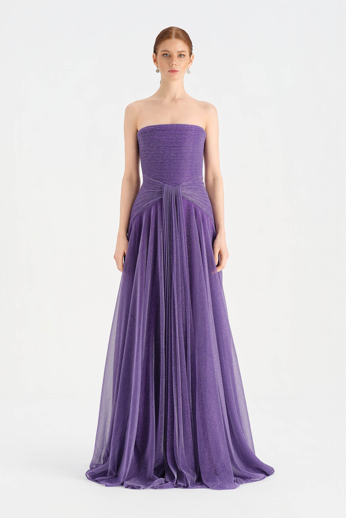 Strapless Collar Silvery Long Evening Dress - 9167C