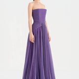 Strapless Collar Silvery Long Evening Dress - 9167C