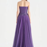 Strapless Collar Silvery Long Evening Dress - 9167C