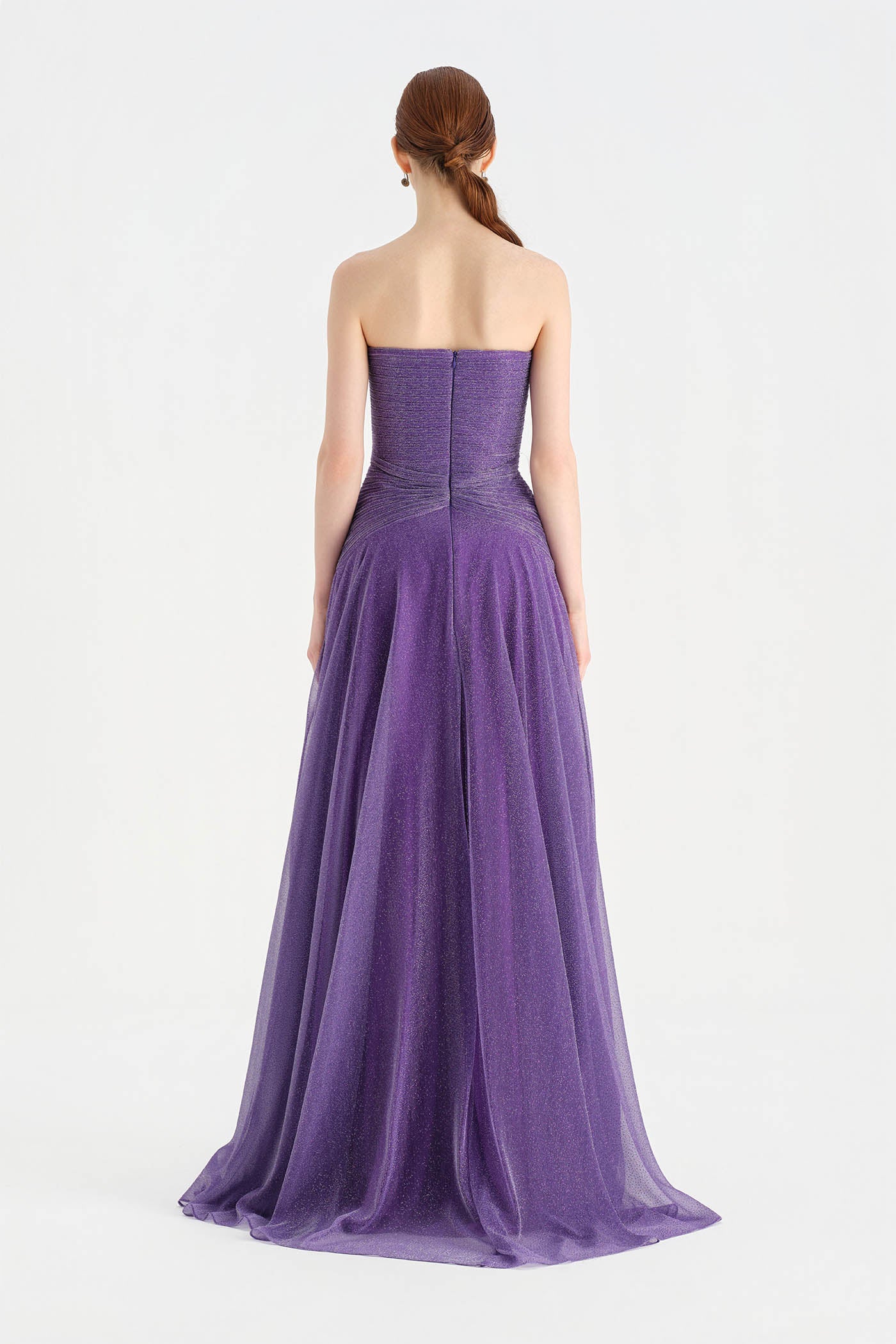 Strapless Collar Silvery Long Evening Dress - 9167C