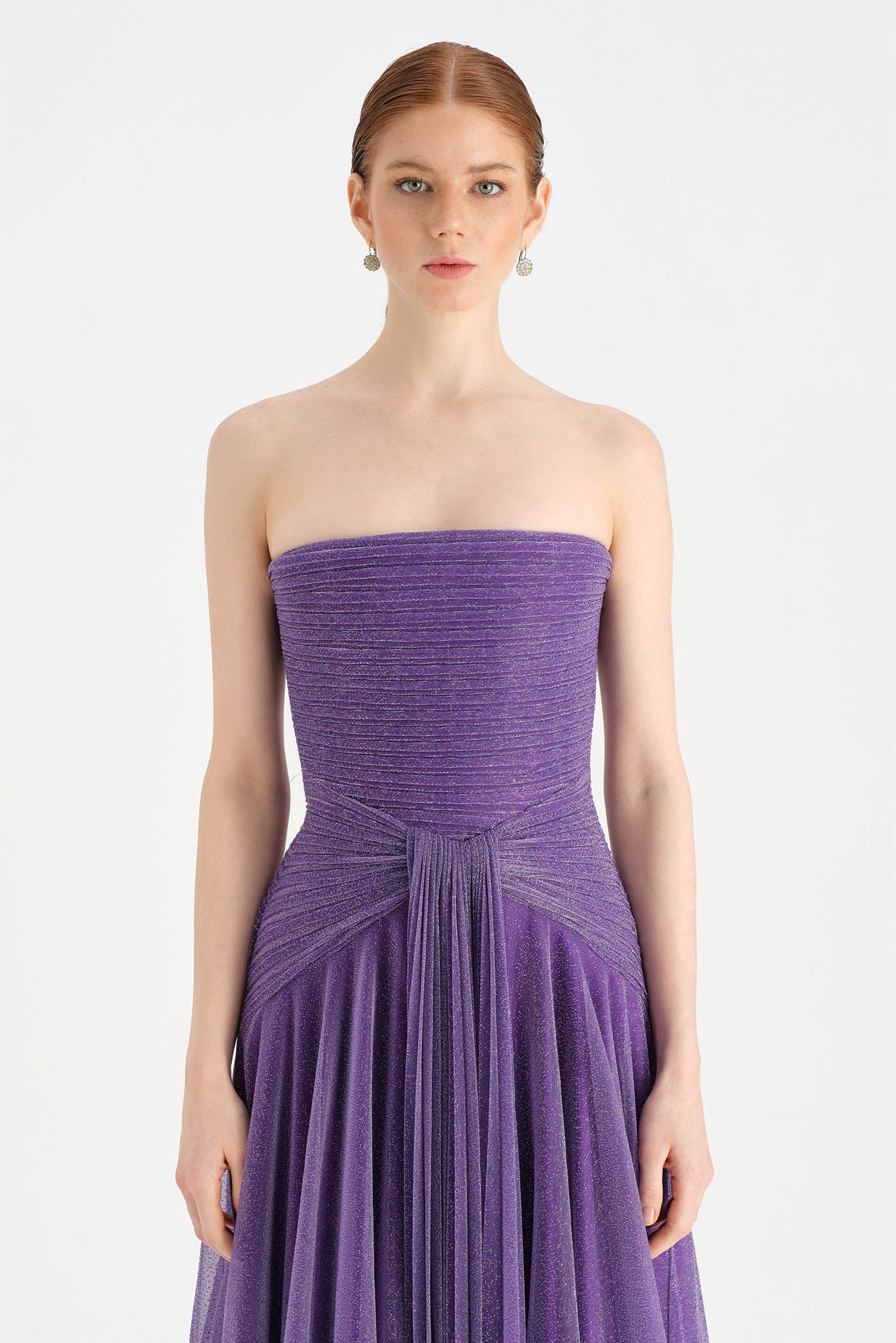 Strapless Collar Silvery Long Evening Dress - 9167C