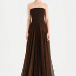 Strapless Collar Silvery Long Evening Dress - 9167C