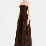 Strapless Collar Silvery Long Evening Dress - 9167C