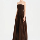 Strapless Collar Silvery Long Evening Dress - 9167C