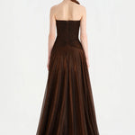 Strapless Collar Silvery Long Evening Dress - 9167C