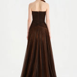 Strapless Collar Silvery Long Evening Dress - 9167C