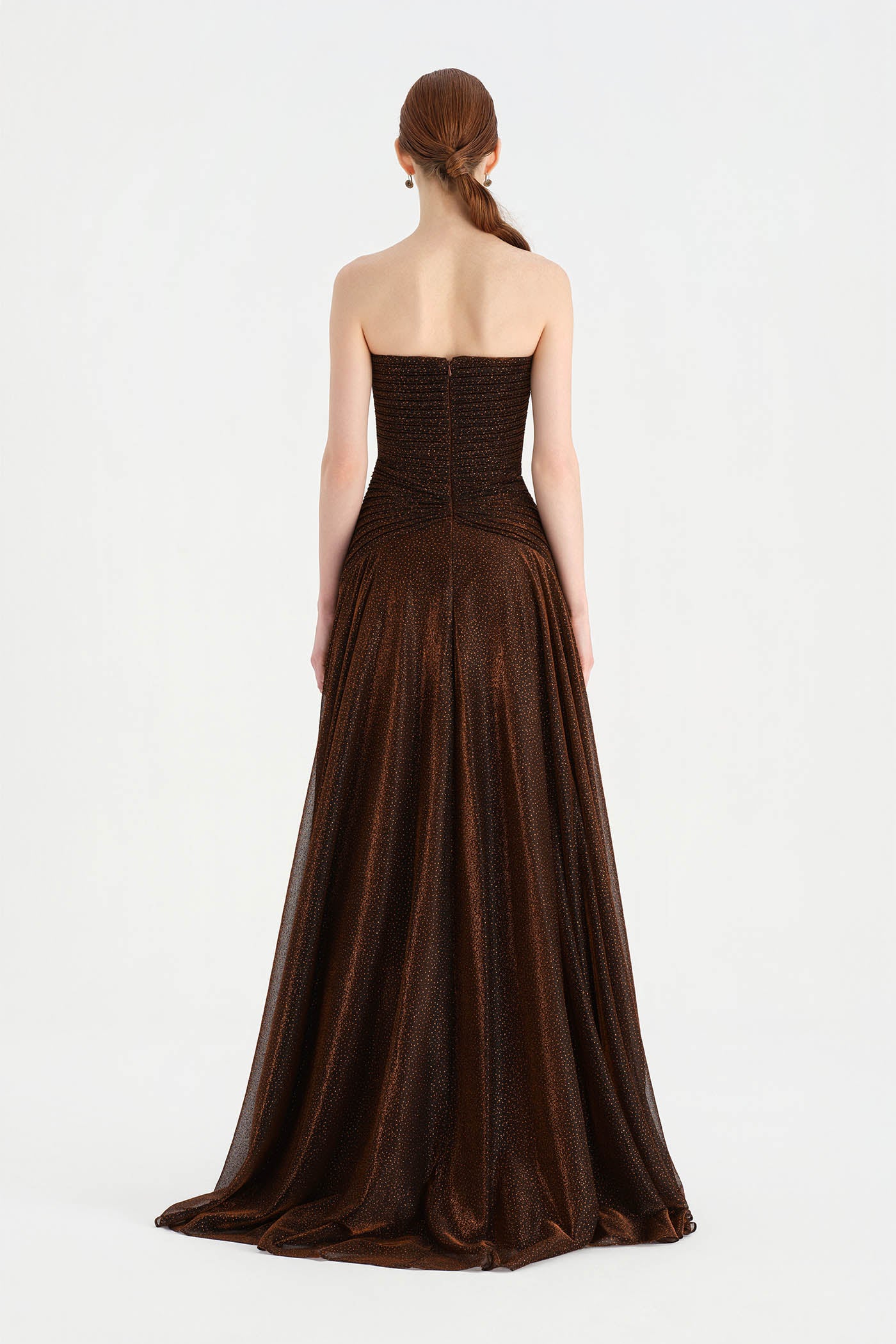 Strapless Collar Silvery Long Evening Dress - 9167C