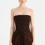 Strapless Collar Silvery Long Evening Dress - 9167C