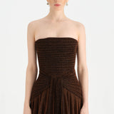 Strapless Collar Silvery Long Evening Dress - 9167C