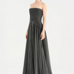 Strapless Collar Silvery Long Evening Dress - 9167C