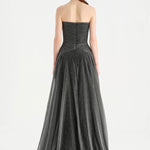 Strapless Collar Silvery Long Evening Dress - 9167C