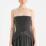 Strapless Collar Silvery Long Evening Dress - 9167C