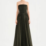 Strapless Collar Silvery Long Evening Dress - 9167C