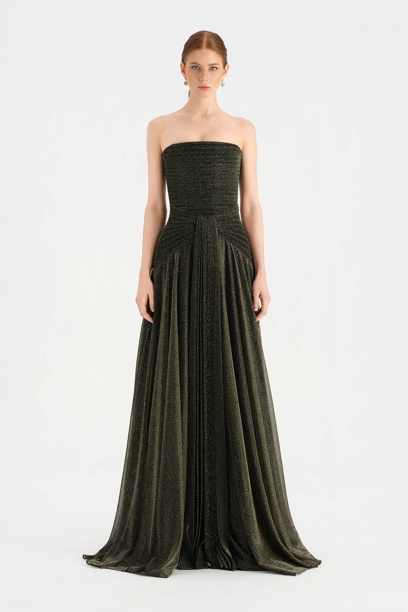 Strapless Collar Silvery Long Evening Dress - 9167C