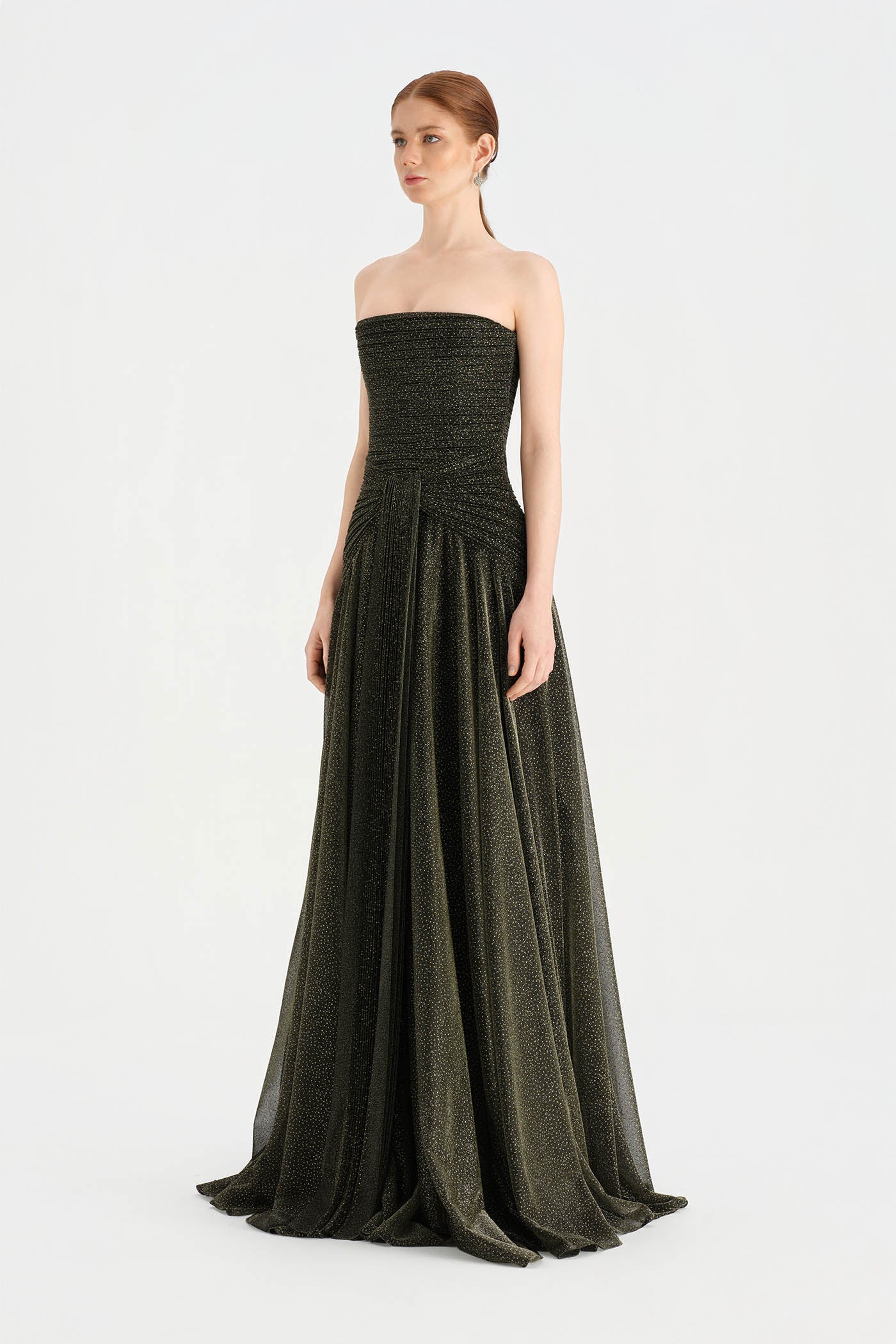 Strapless Collar Silvery Long Evening Dress - 9167C