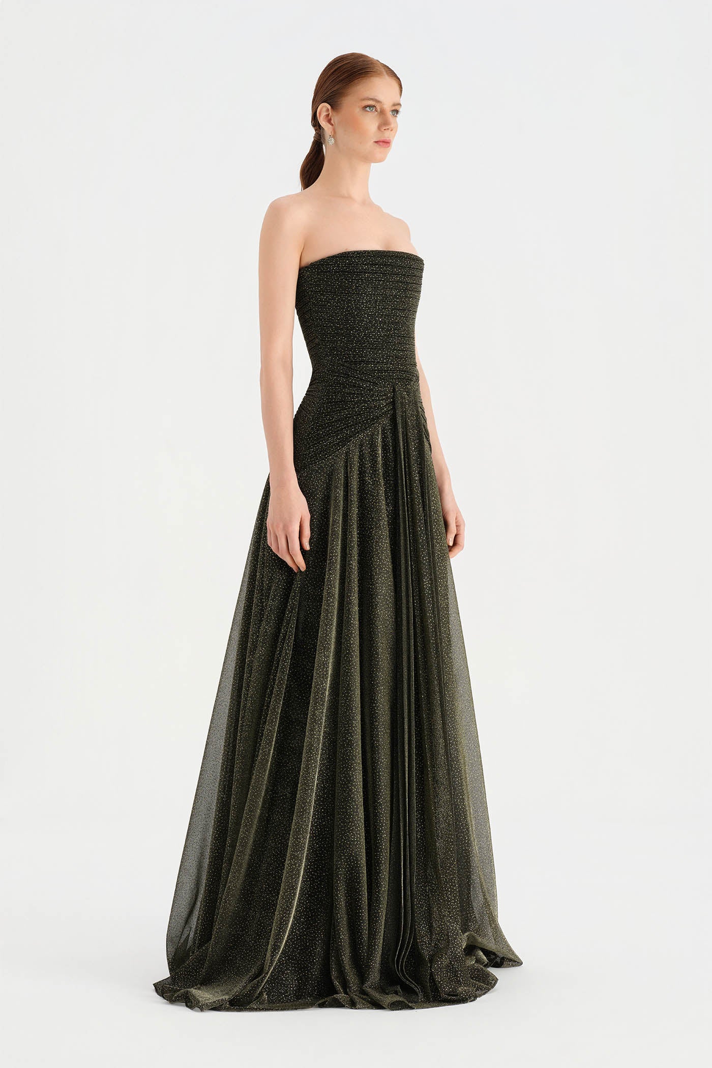 Strapless Collar Silvery Long Evening Dress - 9167C