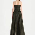 Strapless Collar Silvery Long Evening Dress - 9167C