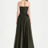 Strapless Collar Silvery Long Evening Dress - 9167C