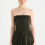 Strapless Collar Silvery Long Evening Dress - 9167C