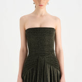 Strapless Collar Silvery Long Evening Dress - 9167C