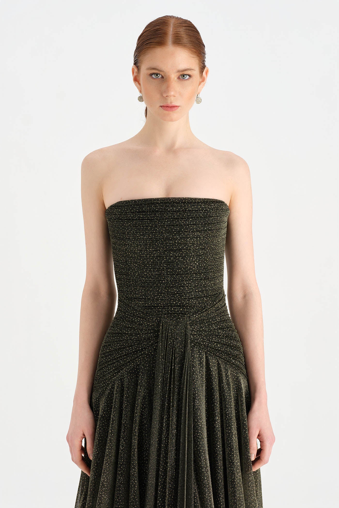 Strapless Collar Silvery Long Evening Dress - 9167C