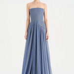 Strapless Collar Silvery Long Evening Dress - 9167C