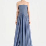 Strapless Collar Silvery Long Evening Dress - 9167C