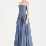 Strapless Collar Silvery Long Evening Dress - 9167C