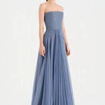 Strapless Collar Silvery Long Evening Dress - 9167C