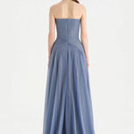 Strapless Collar Silvery Long Evening Dress - 9167C