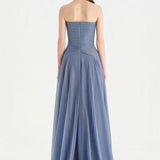 Strapless Collar Silvery Long Evening Dress - 9167C