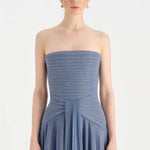 Strapless Collar Silvery Long Evening Dress - 9167C