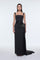 Satin Long Evening Dress with Waist Detailed Straps - 9278C