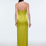 Strapless Collar Slit Satin Long Evening Dress - 9281C