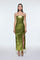 Bel Drape Detaylı Straplez Midi Abiye Elbise - 9295C - Fıstık Yeşil