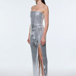 Bel Drape Detaylı Straplez Midi Abiye Elbise - 9295C - BEYAZ