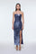 Bel Drape Detaylı Straplez Midi Abiye Elbise - 9295C - LACİVERT
