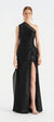Tek Omuzlu Yanı Drapeli Abiye Elbise - 26003C - SİYAH