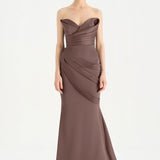 Bant Detaylı Drapeli Balık Abiye Elbise - 26021C