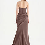 Bant Detaylı Drapeli Balık Abiye Elbise - 26021C