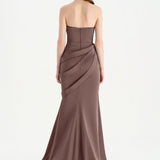 Bant Detaylı Drapeli Balık Abiye Elbise - 26021C