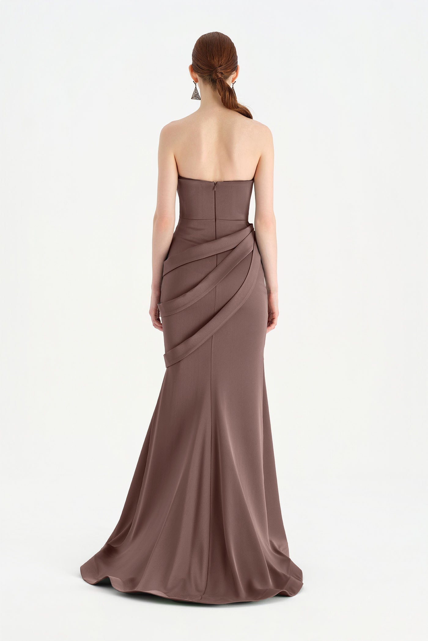 Bant Detaylı Drapeli Balık Abiye Elbise - 26021C